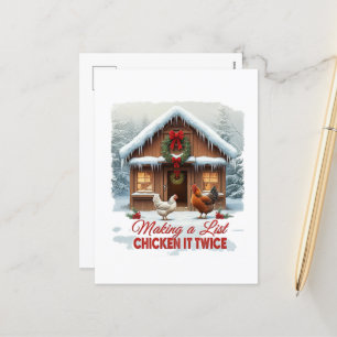 Grappige kerstkip Santa's lijst Feestdagenkaart
