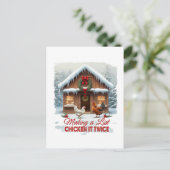 Grappige kerstkip Santa's lijst Feestdagenkaart (Staand voorkant)