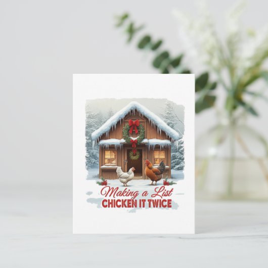 Grappige kerstkip Santa's lijst Feestdagenkaart (Staand voorkant)