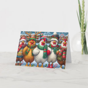 Grappige Kerstkippen Feestdagen Kaart