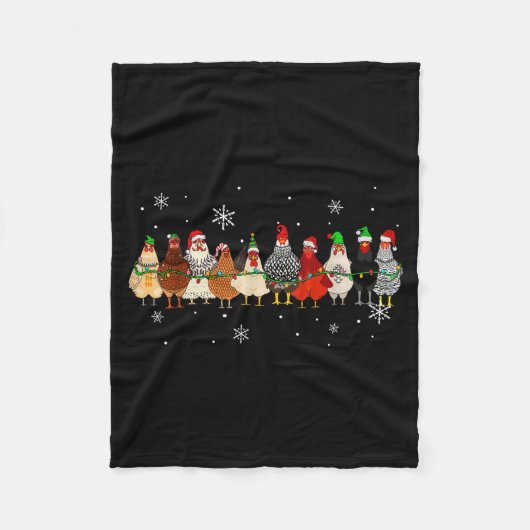 Grappige Kerstkippen Kerstmis Kippen Boerderijdier Fleece Deken (Voorkant)
