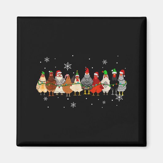 Grappige Kerstkippen Kerstmis Kippen Boerderijdier Magneet (Voorkant)