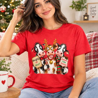 Grappige Kerstkoe T-shirt