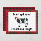 Grappige Kerstkoe Vakantie Tinsel In Een Knoop Feestdagenkaart (Voorkant / Achterkant)