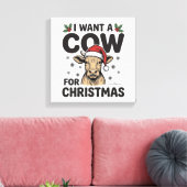 Grappige Kerstkoe Vintage Kersttrui Ontwerp_1 Canvas Afdruk (Insitu (Woonkamer))
