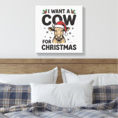Grappige Kerstkoe Vintage Kersttrui Ontwerp_1 Canvas Afdruk (Insitu (Slaapkamer))