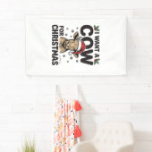 Grappige Kerstkoe Vintage Kersttrui Ontwerp_1 Spandoek (Insitu)