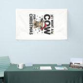 Grappige Kerstkoe Vintage Kersttrui Ontwerp_1 Spandoek (Beurs)