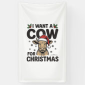 Grappige Kerstkoe Vintage Kersttrui Ontwerp_1 Spandoek (Verticaal)