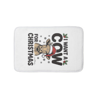 Grappige Kerstkoe Vintage Vakantie Shirt Ontwerp_1 Badmat