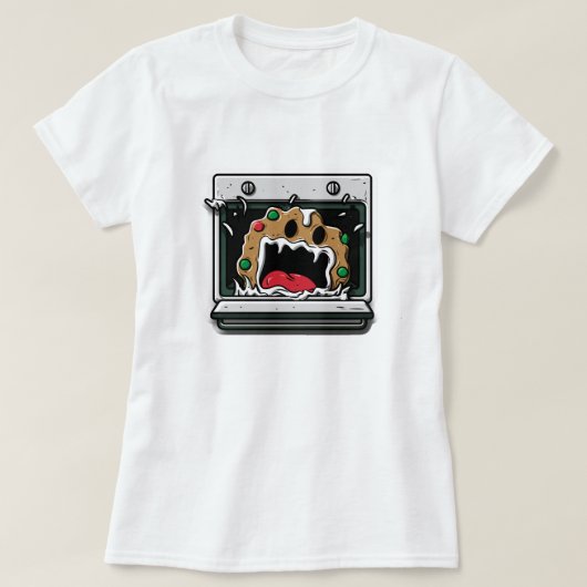 Grappige kerstkoek die schreeuwt vanuit de oven t-shirt (Design voorkant)