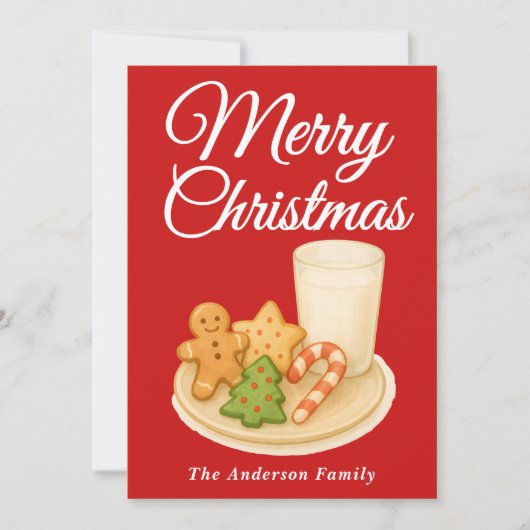 Grappige kerstkoekjes en melk feestdagenkaart (Voorkant)