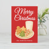 Grappige kerstkoekjes en melk feestdagenkaart (Staand voorkant)