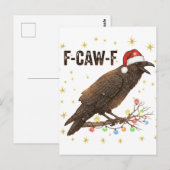Grappige Kerstkraai Raven F-CAW- F Briefkaart (Voorkant / Achterkant)
