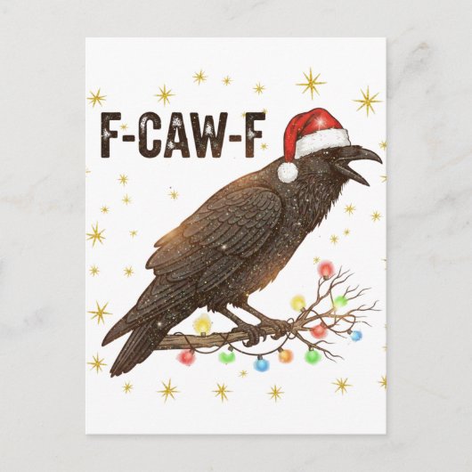 Grappige Kerstkraai Raven F-CAW- F Briefkaart (Voorkant)