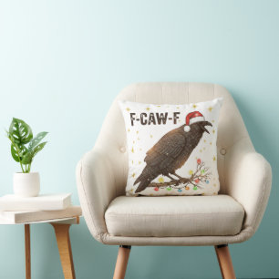 Grappige Kerstkraai Raven F-CAW- F Kussen