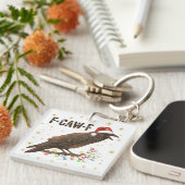Grappige Kerstkraai Raven F-CAW- F Sleutelhanger (Voorkant Rechts)