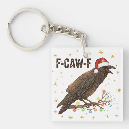 Grappige Kerstkraai Raven F-CAW- F Sleutelhanger (voorkant)
