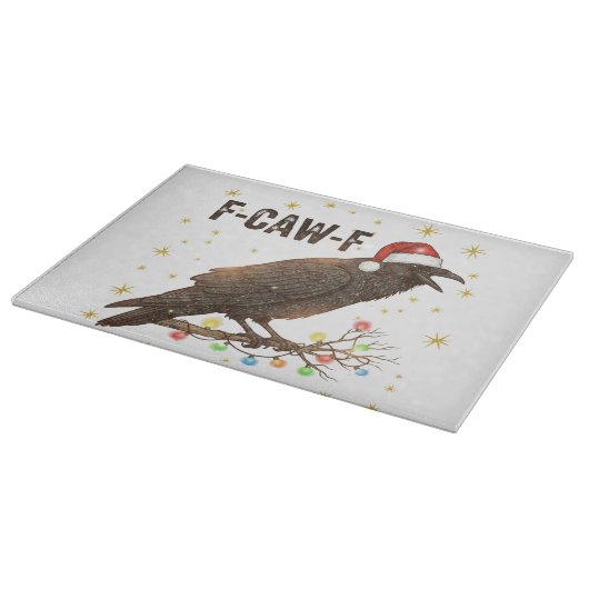Grappige Kerstkraai Raven F-CAW- F Snijplank (Hoek)