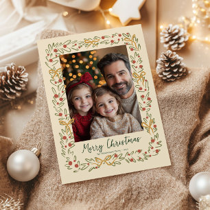 Grappige Kerstkrans & Bogen Fotokaart Feestdagenkaart