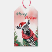 Grappige Kerstkrans Cute Zebra kerstman Cadeaulabel (Achterkant)
