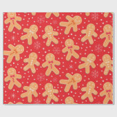 Grappige kerstkrans man koekjes patroon cadeaupapier (Vlak)