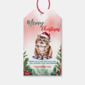 Grappige Kerstkrans Merry Christmas met Cute Cat k Cadeaulabel (Voorkant)