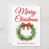Grappige kerstkrans met lint feestdagenkaart (Voorkant)