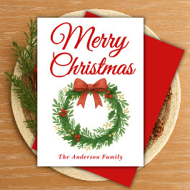 Grappige kerstkrans met lint feestdagenkaart