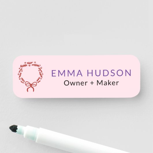 Grappige kerstkrans voor makers naamplaatje (In situ)