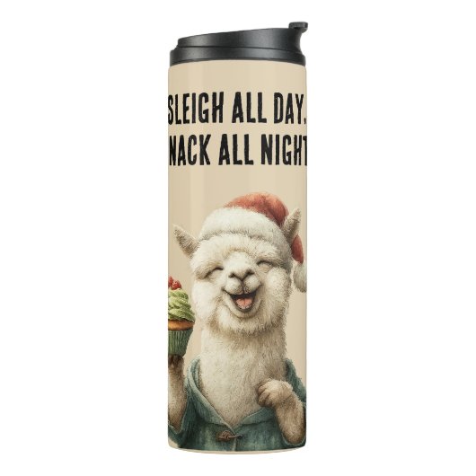 Grappige kerstlama – Sleigh & Snack Thermosbeker (Gedraaid links)