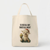 Grappige kerstlama – Sleigh & Snack Tote Bag (Voorkant)