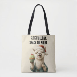 Grappige kerstlama – Sleigh & Snack Tote Bag