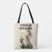 Grappige kerstlama – Sleigh & Snack Tote Bag (Achterkant)