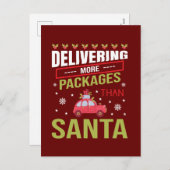 Grappige kerstlevering woord art feestdagenkaart (Voorkant / Achterkant)