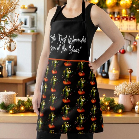 Grappige kerstlichtjes op Cactus Kaars Patroon Schort