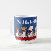 Grappige Kerstlied zingende honden Kerstmis Pug Po Koffiemok (Voorkant links)