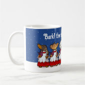 Grappige Kerstlied zingende honden Kerstmis Pug Po Koffiemok (Links)