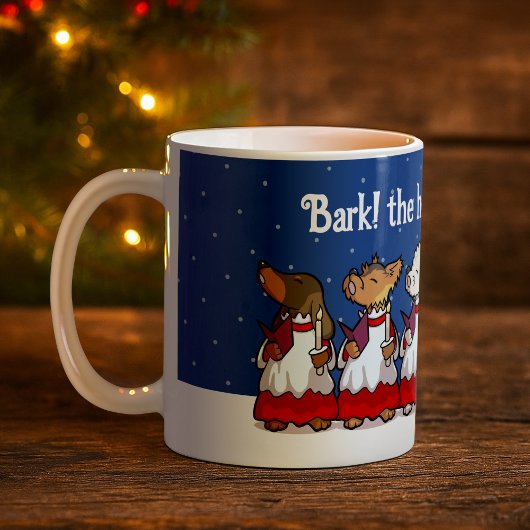 Grappige Kerstlied zingende honden Kerstmis Pug Po Koffiemok