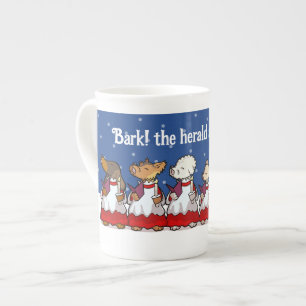 Grappige Kerstlied zingende honden Kerstmis Pug Po Porselein Kop