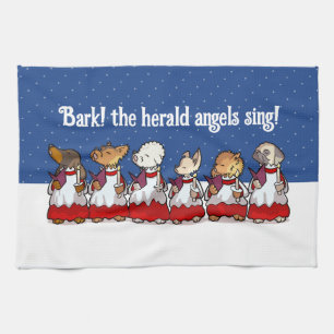 Grappige kerstliedjes zingende honden Kerstmis Pug Theedoek