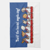 Grappige kerstliedjes zingende honden Kerstmis Pug Theedoek (Verticaal)
