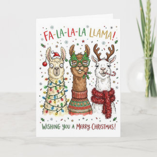 Grappige Kerstllama's – Fa La La Llama Kaart