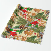 Grappige kerstloopband kerstkoekjes cadeaupapier (Uitgerold)
