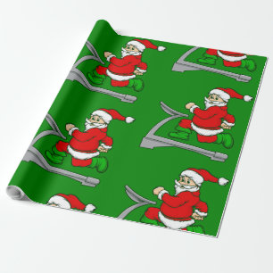 Grappige kerstloopband kerstman cadeaupapier