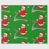 Grappige kerstloopband kerstman cadeaupapier (Vlak)