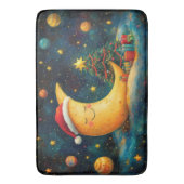 Grappige Kerstmaan Melkweg Viering Badmat (Voorkant Verticaal)