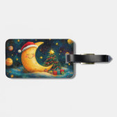 Grappige Kerstmaan Melkweg Viering Bagagelabel (Achterkant horizontaal)