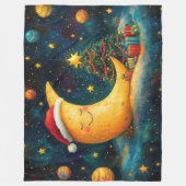 Grappige Kerstmaan Melkweg Viering Fleece Deken (Voorkant)