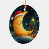 Grappige Kerstmaan Melkweg Viering Keramisch Ornament (Rechts)